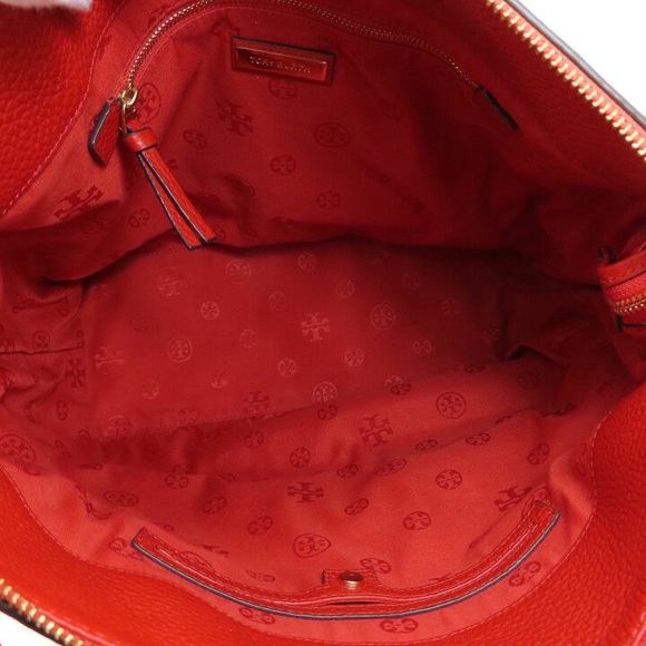 Tory Burch Taylor Hobo Leather Bag Poppy Red NWT - Picture 7 of 7